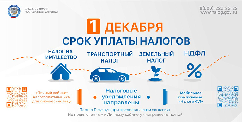 Напоминаем о сроках уплаты имущественных налогов