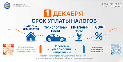 Напоминаем о сроках уплаты имущественных налогов